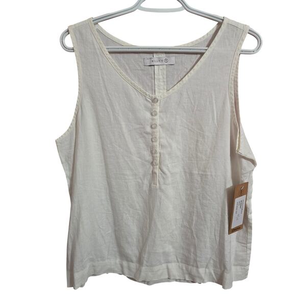 Billy T White Henley Pullover V-Neck Tank Large - Picture 1 of 3